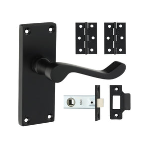 Victorian Scroll Latch Door Pack - Matt Black Mixed 200009