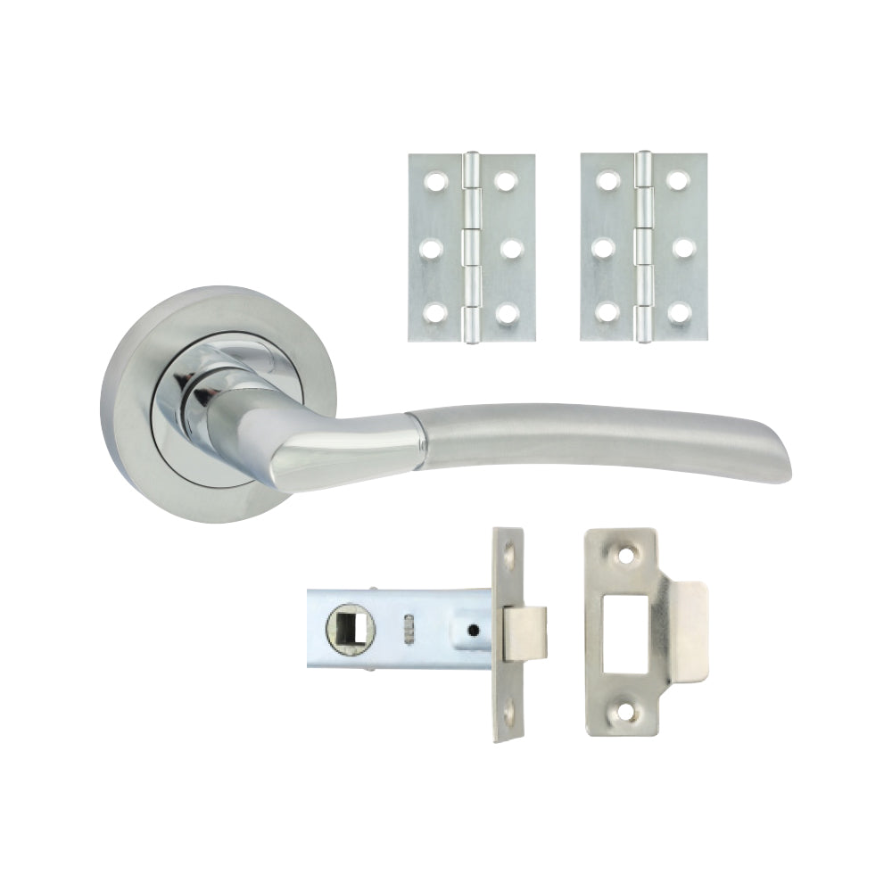 Shavington Lever On Rose Door Pack - Polished Chrome & Satin Chrome 200657