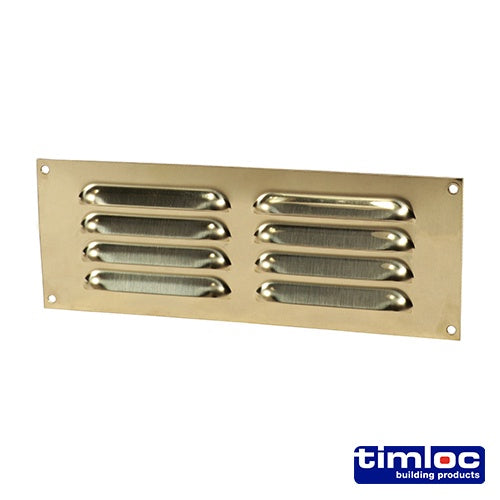 Louvre Grille Vent Polished Brass 242 x 89mm LOC1223PB